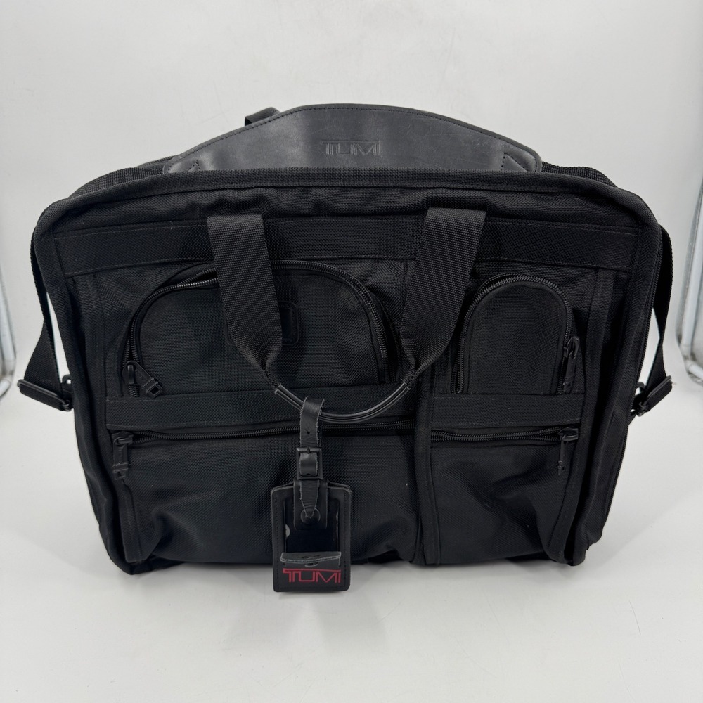 Tumi Briefcase Laptop Bag Mens Large Black Ballistic Nylon Made in USA Executive